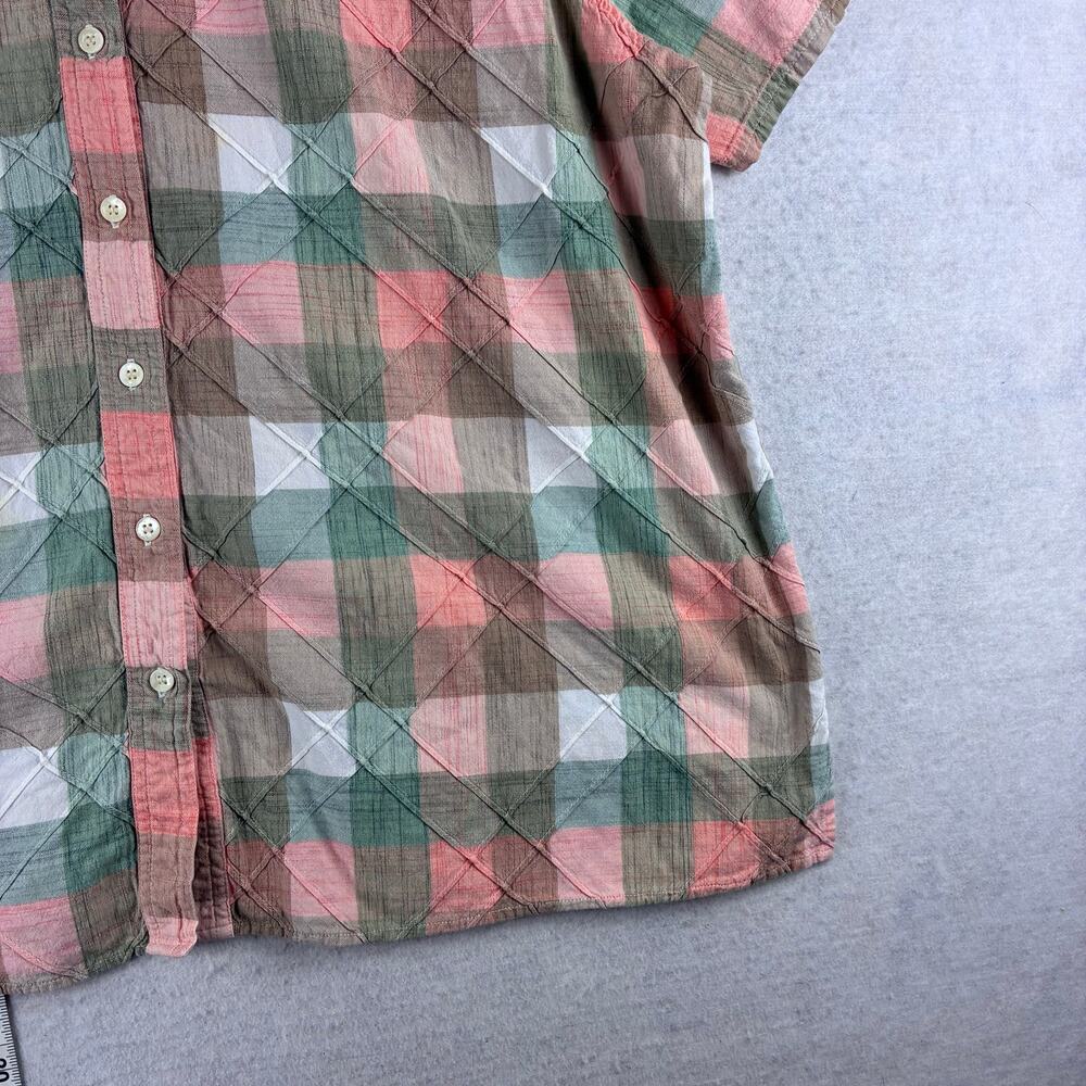 Classic Elements Short Sleeve Button Up Blouse Women's 22W Quilted Lattice Plaid - Picture 8 of 10